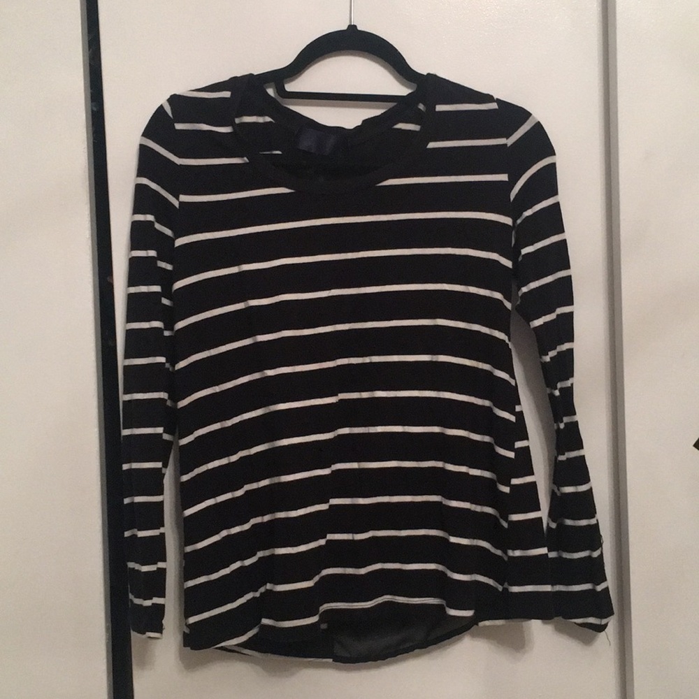 Long sleeve striped top with sheer back